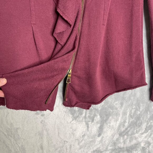 XCVI Women's M Jacket Asymmetrical Ruffle Zip Front Cotton Lagenlook - Picture 3 of 10